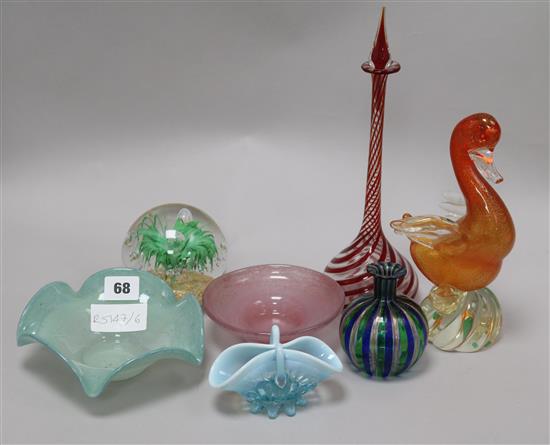 A group of assorted coloured glassware